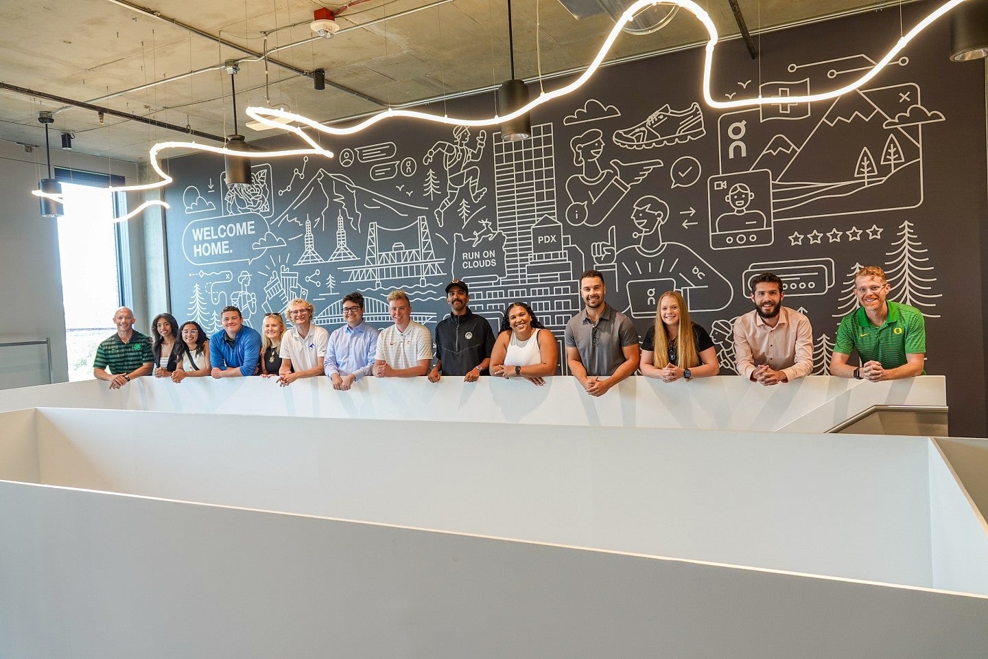 Students at On Running headquarters in Portland, Oregon