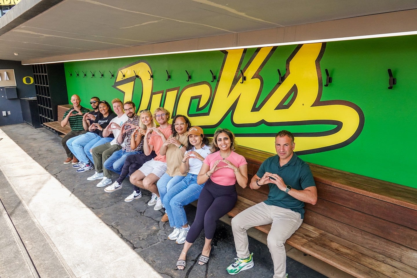 SSLI students throw their "O"s at Jane Sanders stadium dugout
