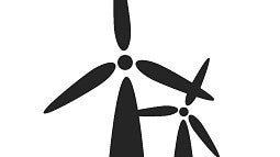 Energy Law and Policy Project Logo, a simple black graphic of two windmills against a plain white background