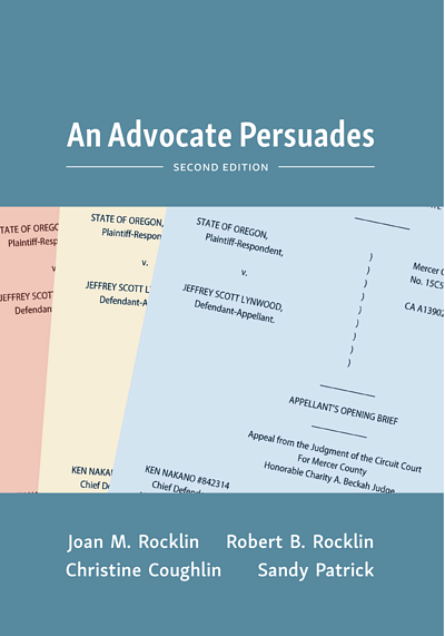 An Advocate Persuade book cover with blue background and white text