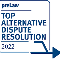 preLaw. Top Alternative Dispute Resolution. 2022. There is a graphic of an arrow.