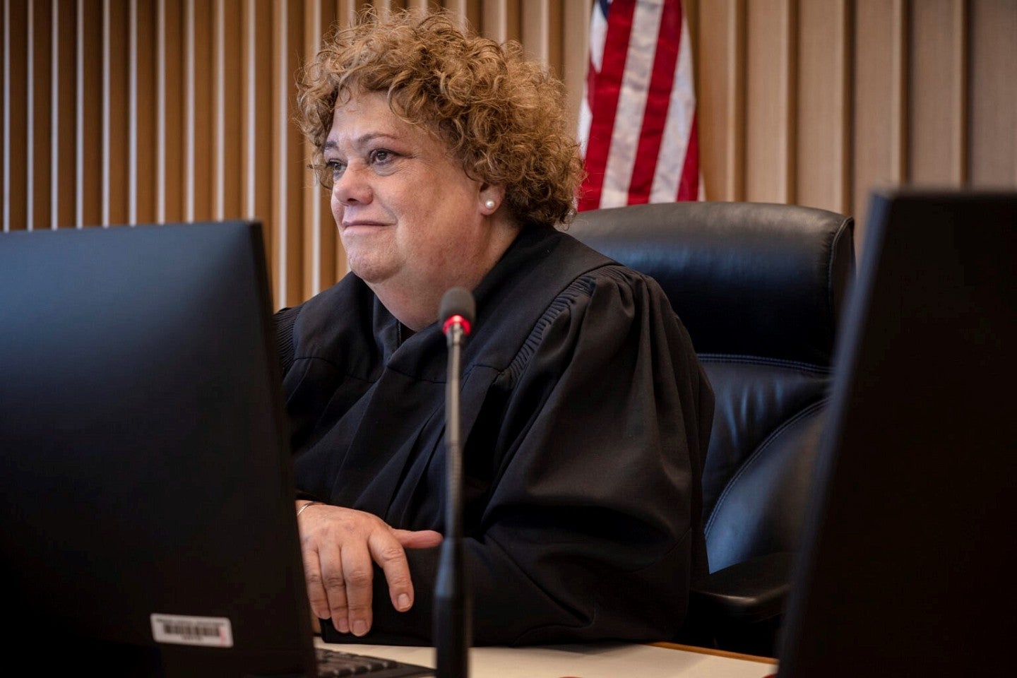 Judge Nan Waller presiding from the bench