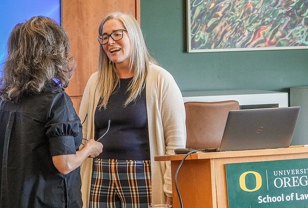 Anne Mullins and Joan Rocklin the Oregon Law colloquium