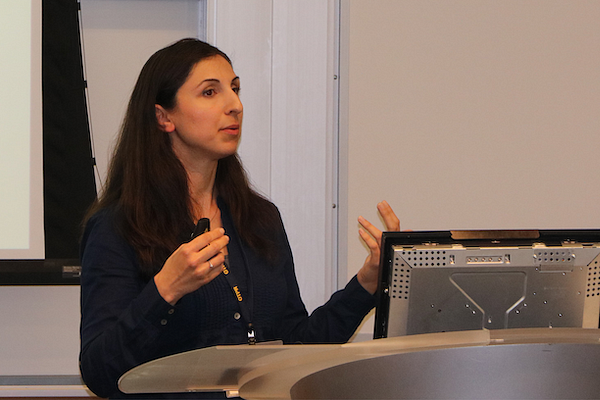 Orli Oren Kolbinger Teaching at a Podium