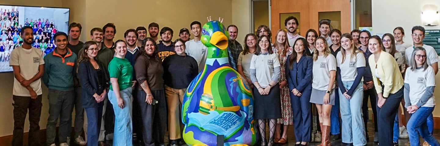 Billie the Law Duck with Law Students