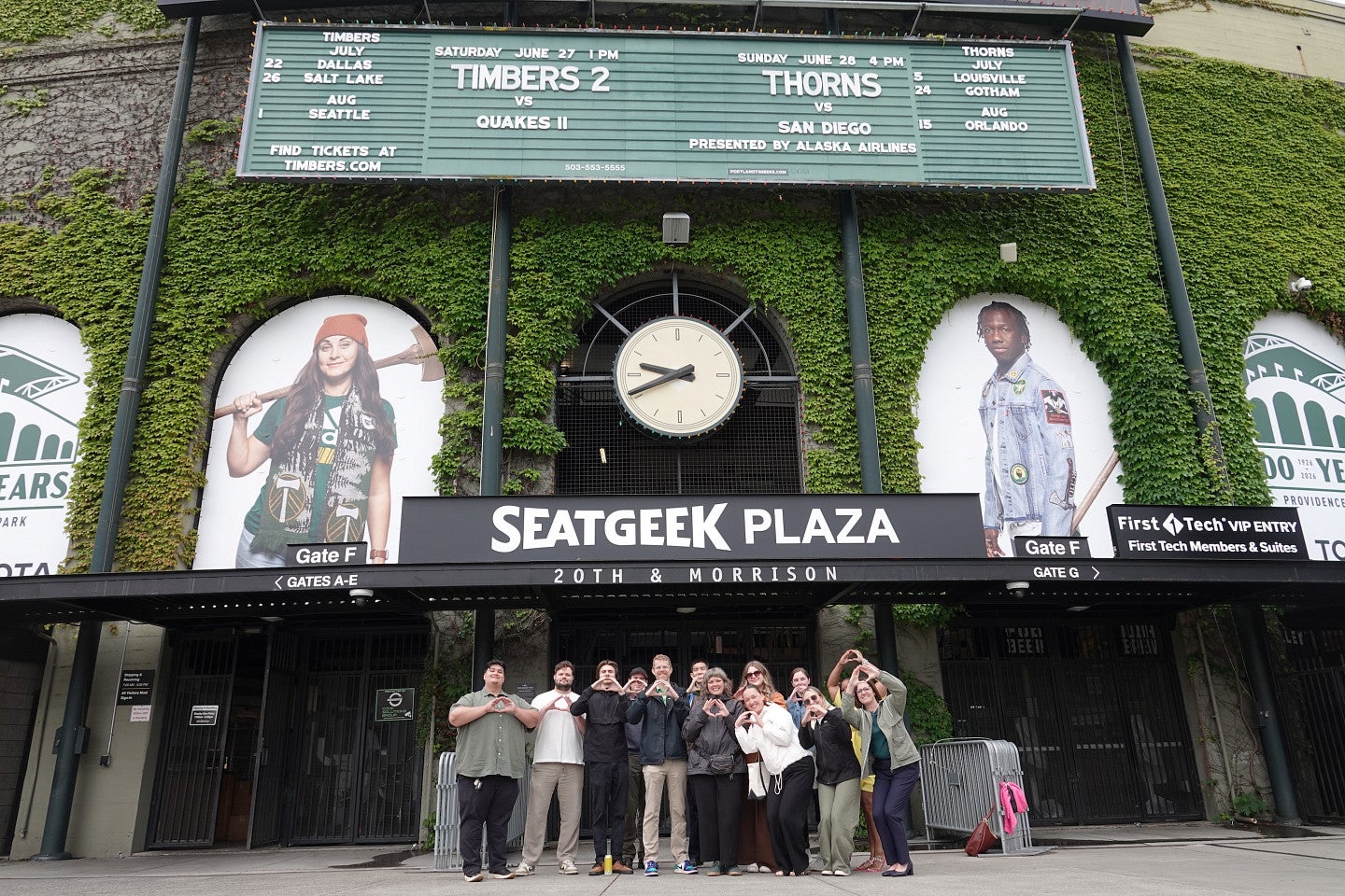 Students at Portland Timbers stadium