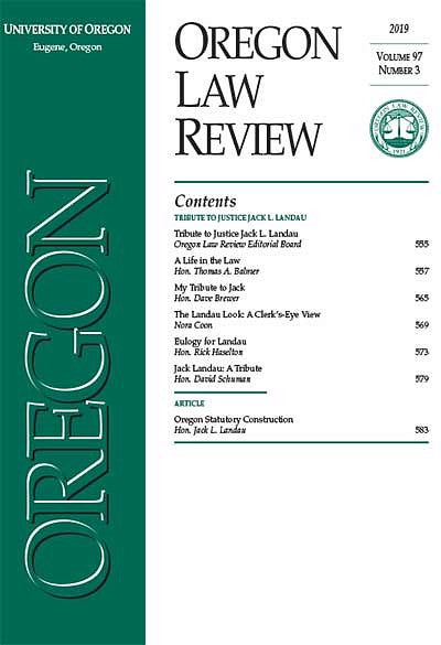 Oregon Law Review cover from the 97th edition