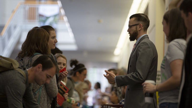 Students talking at Student Org EXPO