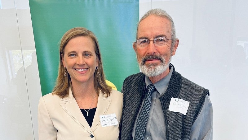 Professor Laurie Hauber and Oregon Senator Floyd Prozanski