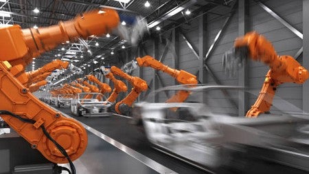 Machinery in an automaking facility