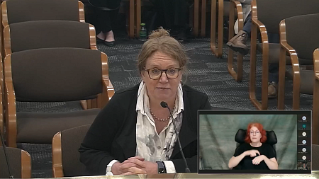 Professor Adell Amos appears before Oregon State Legislature