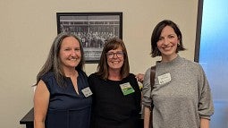 Left to right: Alumna Dawn Winalski, ENR Executive Director Heather Brinton, and alumna Ariel Stavitsky