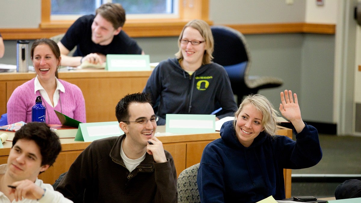 Oregon law student in classroom