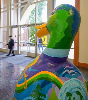 Billie the Law Duck in the Wayne Morse Commons