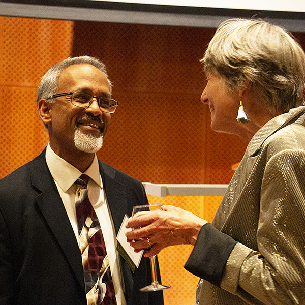 Alumni, Judge Kasubhai and Judge Walters, chatting at the Awards Dinner in 2019