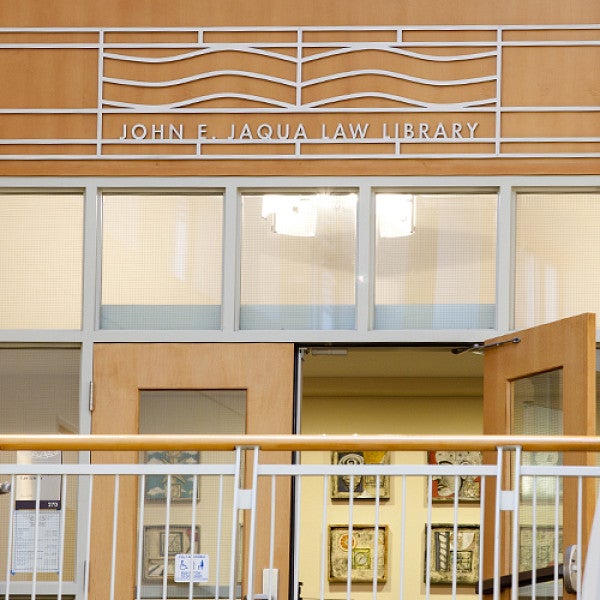 tight shot of front entrance with library name