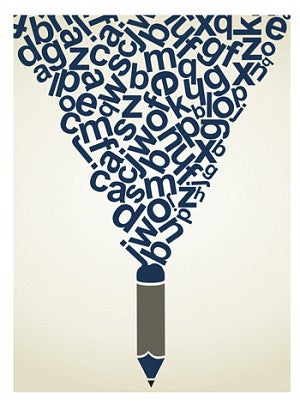 image from osb legal writer column, graphic of pencil with letters floating above