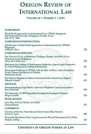 Oregon Review of International Law cover from the 20th edition