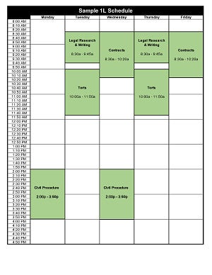 JD 1L Single Semester Sample Schedule School Of Law   Sample 1l Schedule Edit 