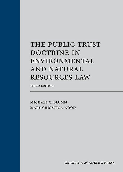 Public Trust Doctrine cover, grey background with blue spine