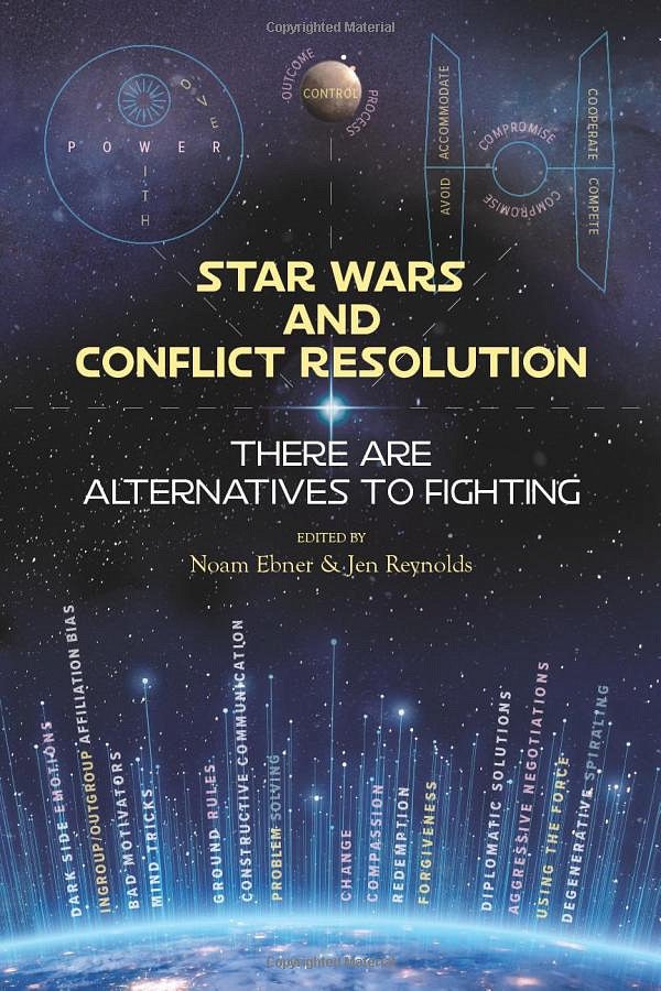 Cover of Star Wars and Conflict Resolution book with blue background and planetary imagery