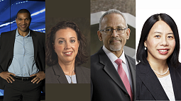 DAC New Members feature photo, Michael Callier, Sarah Crooks, Judge Mustafa Kasubhai, and Ningling Wang
