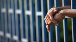 Hands emerging from jail bars