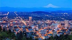 Portland, Oregon Skyline of Portland at dusk