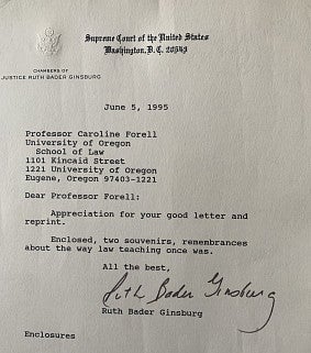 Letter from RBG to Professor Forell