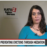 KATU newsperson deliver a story about Oregon evictions