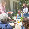 Families enjoying a meal together